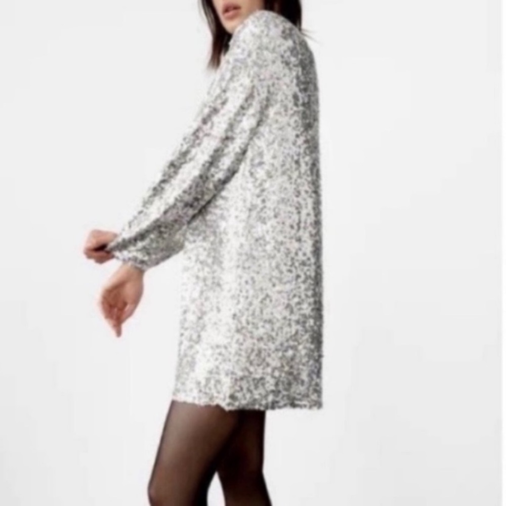 NWT! ZARA Sequin Long Sleeve Mini Dress